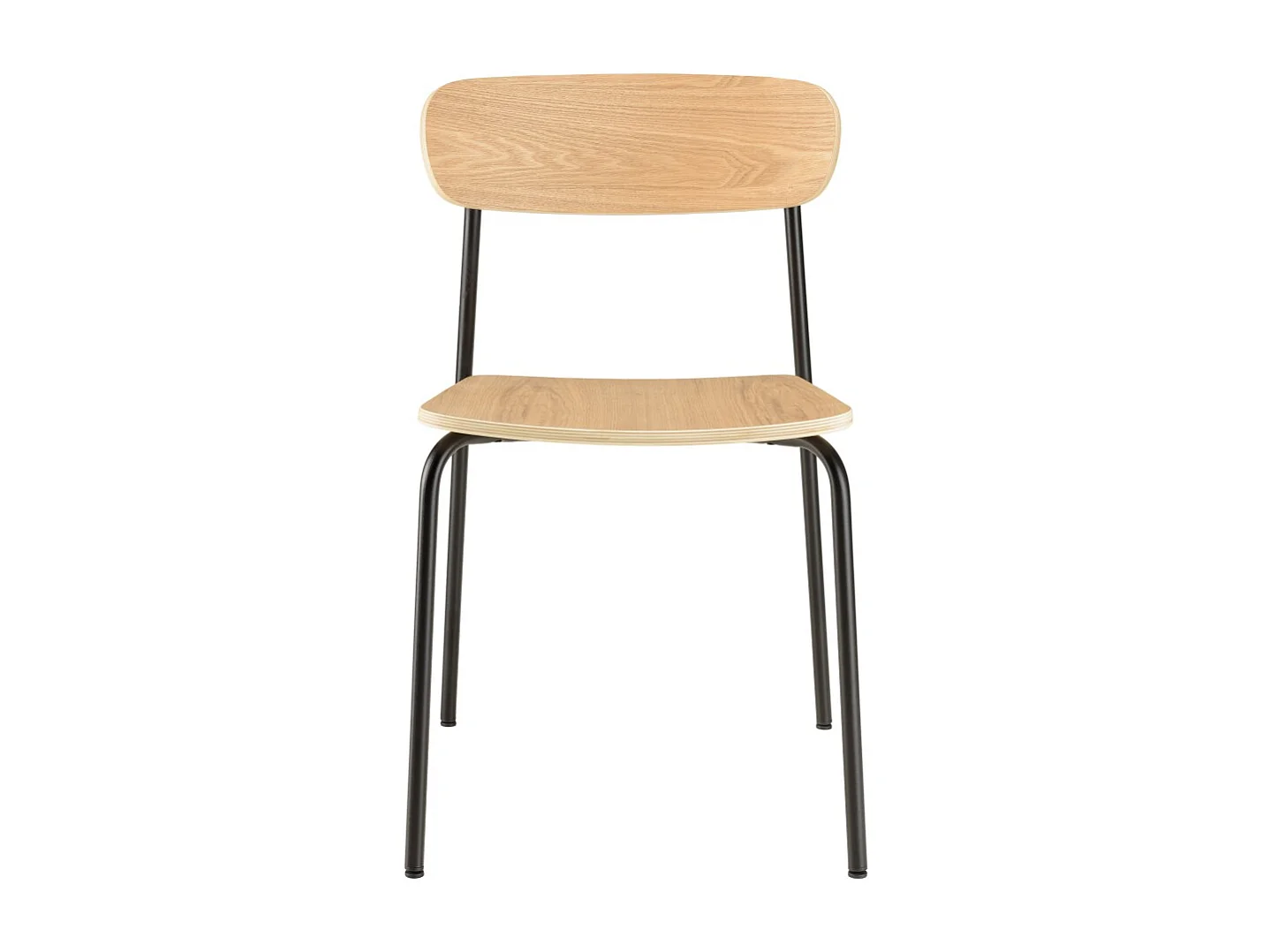 TOM - Lot de 2 chaises « écolier » en bois de frêne pieds acier noir