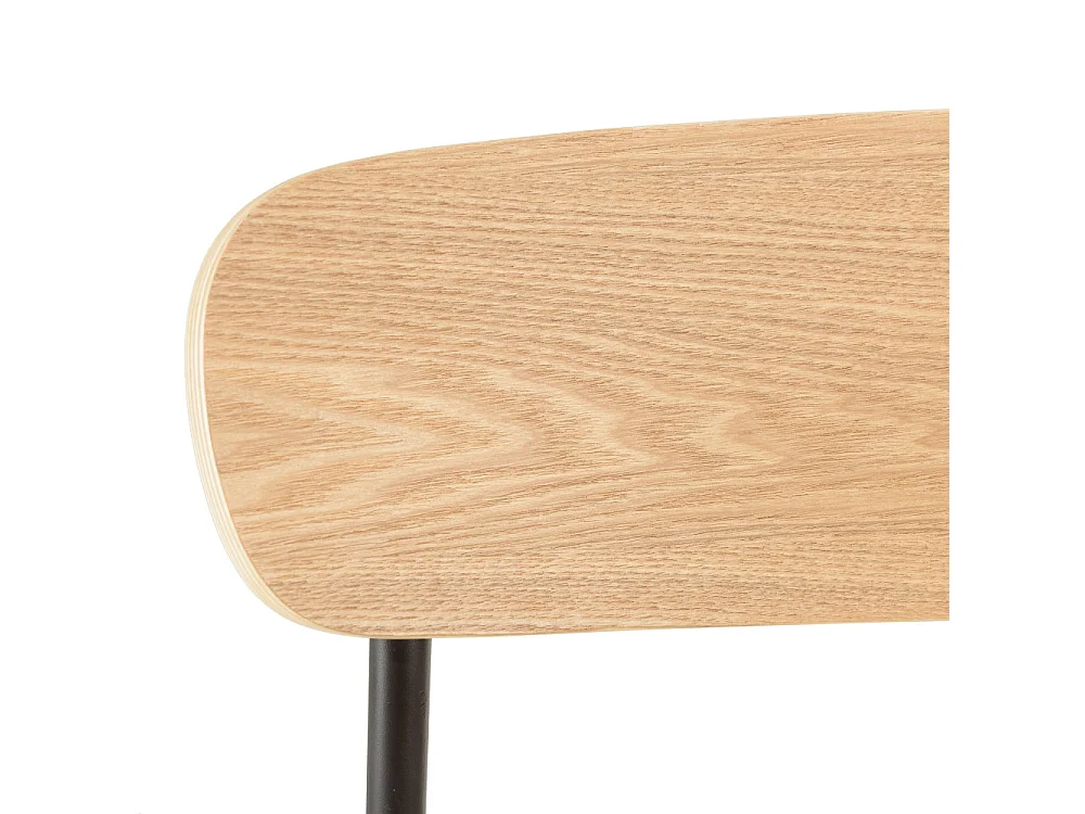 TOM - Lot de 2 chaises « écolier » en bois de frêne pieds acier noir