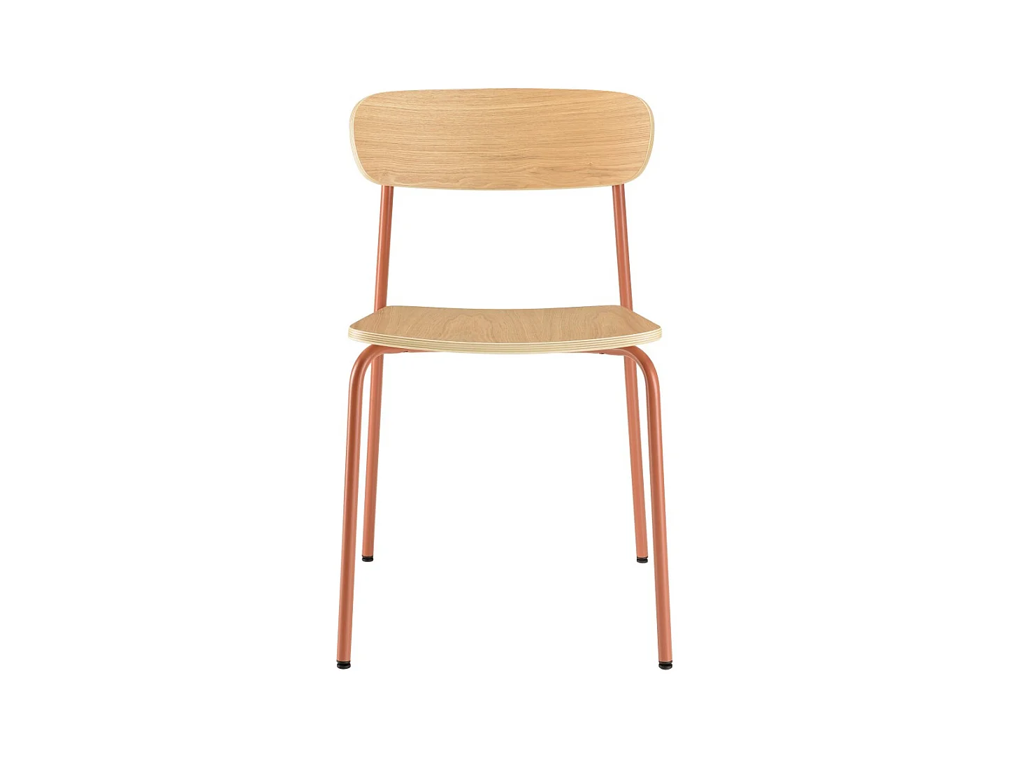 TOM - Lot de 2 chaises écolier en bois de frêne et acier terracotta