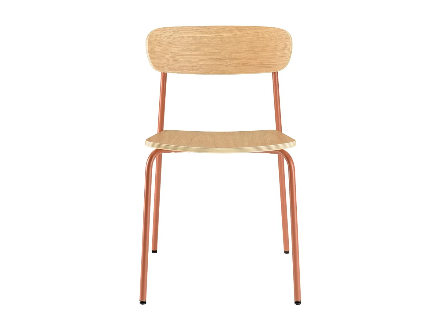 TOM - Lot de 2 chaises écolier en bois de frêne et acier terracotta