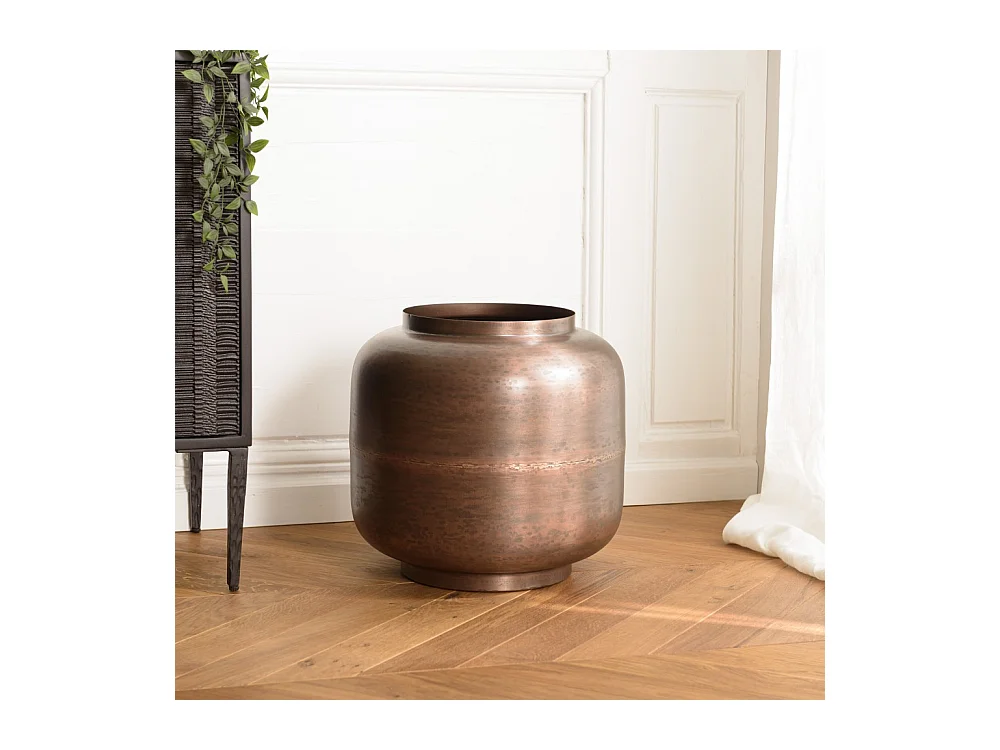 JOHAN - Vase largeur 40cm hauteur 38.5cm acier couleur bronze cuivré