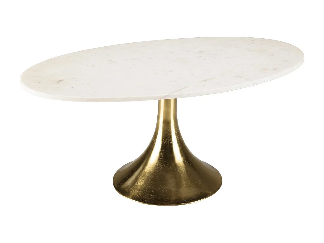 JAMES - Table basse 100x56cm plateau marbre pied évasé doré