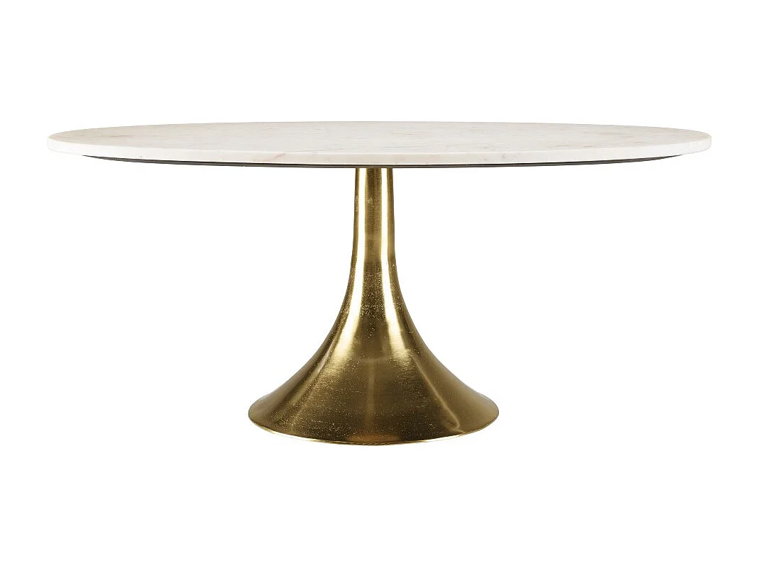 JAMES - Table basse 100x56cm plateau marbre pied évasé doré