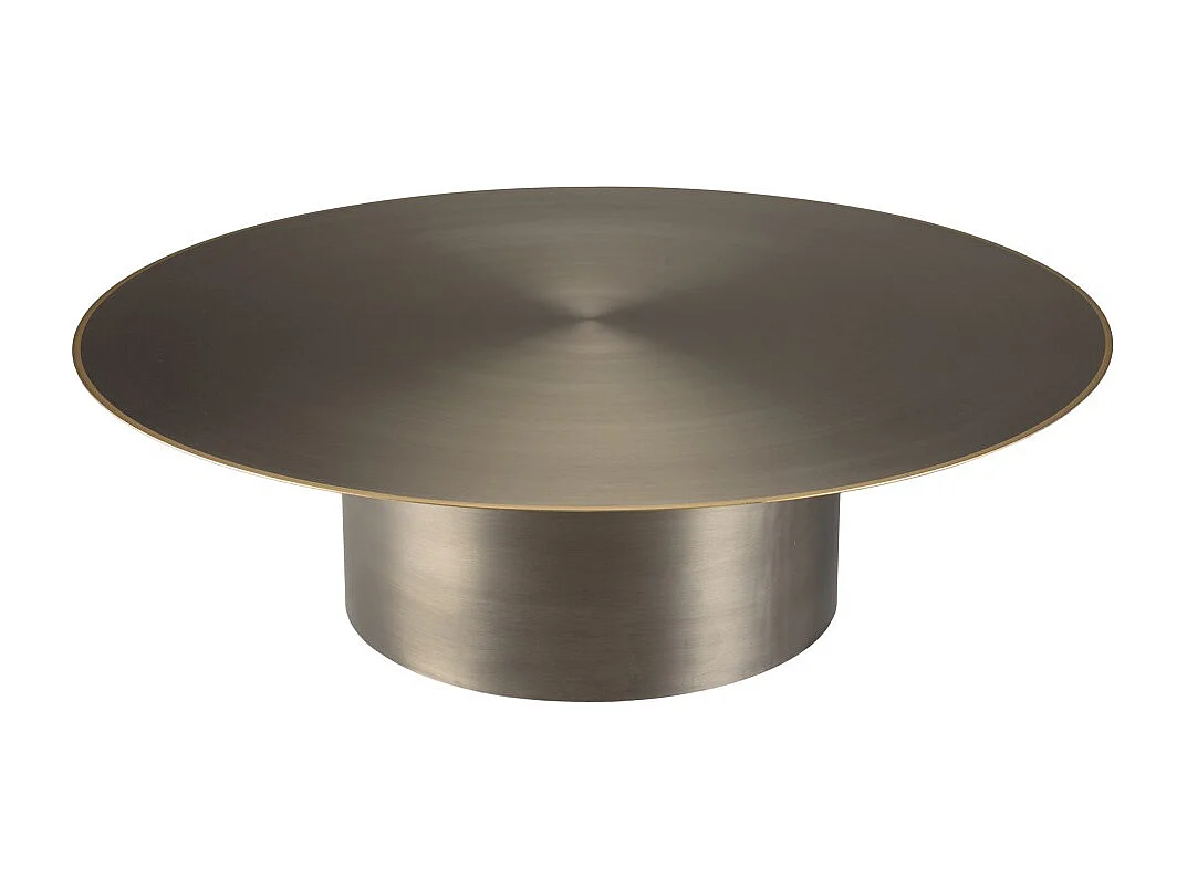 JAMES - Table basse ronde 120x120cm en métal noir et bordure dorée