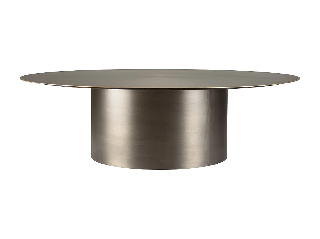 JAMES - Table basse ronde 120x120cm en métal noir et bordure dorée