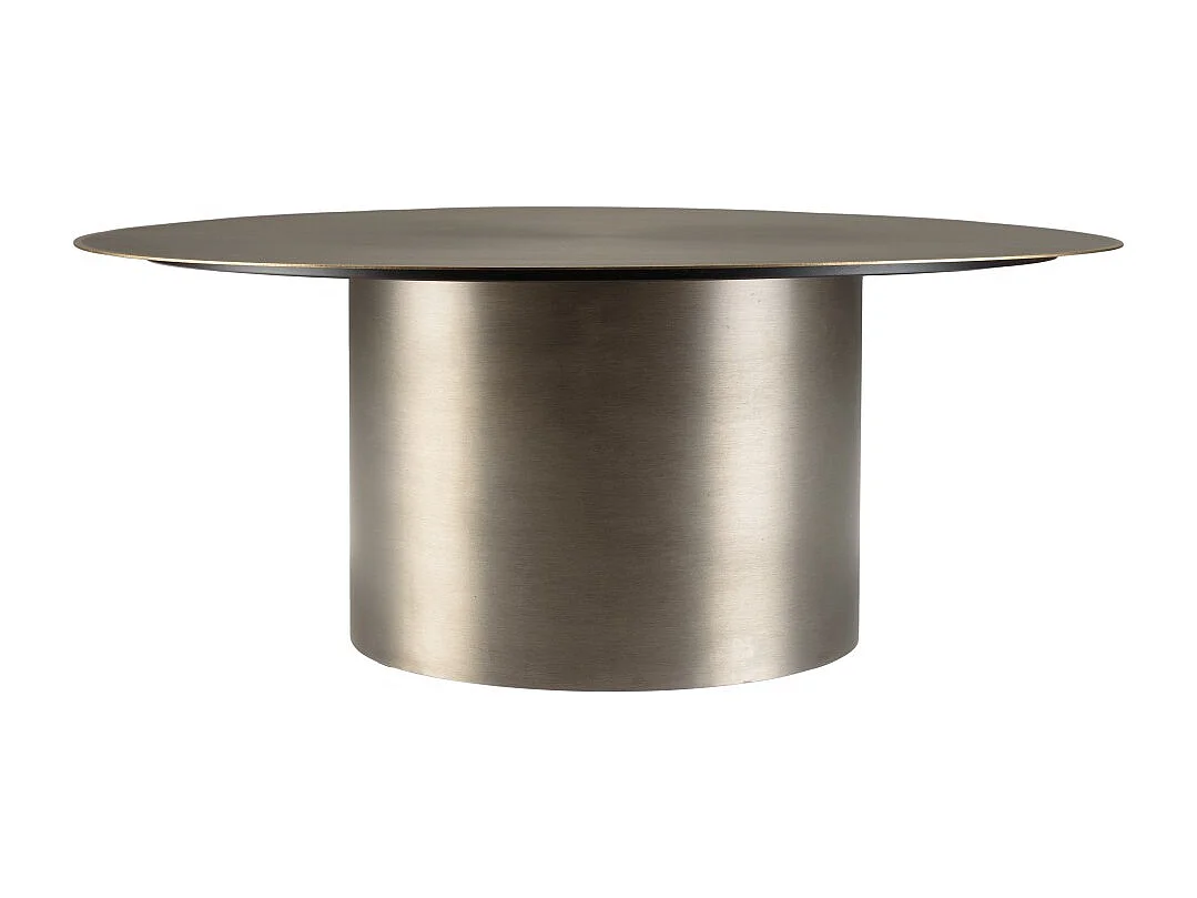 JAMES - Table basse ronde 80x80cm en métal noir et bordure dorée