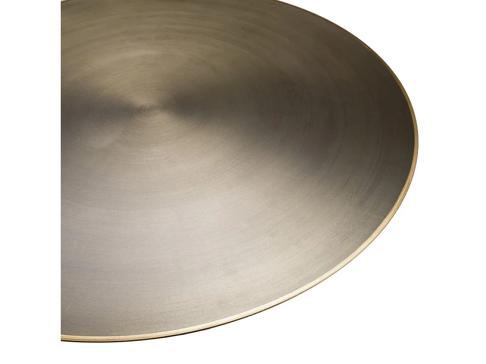 JAMES - Table basse ronde 80x80cm en métal noir et bordure dorée