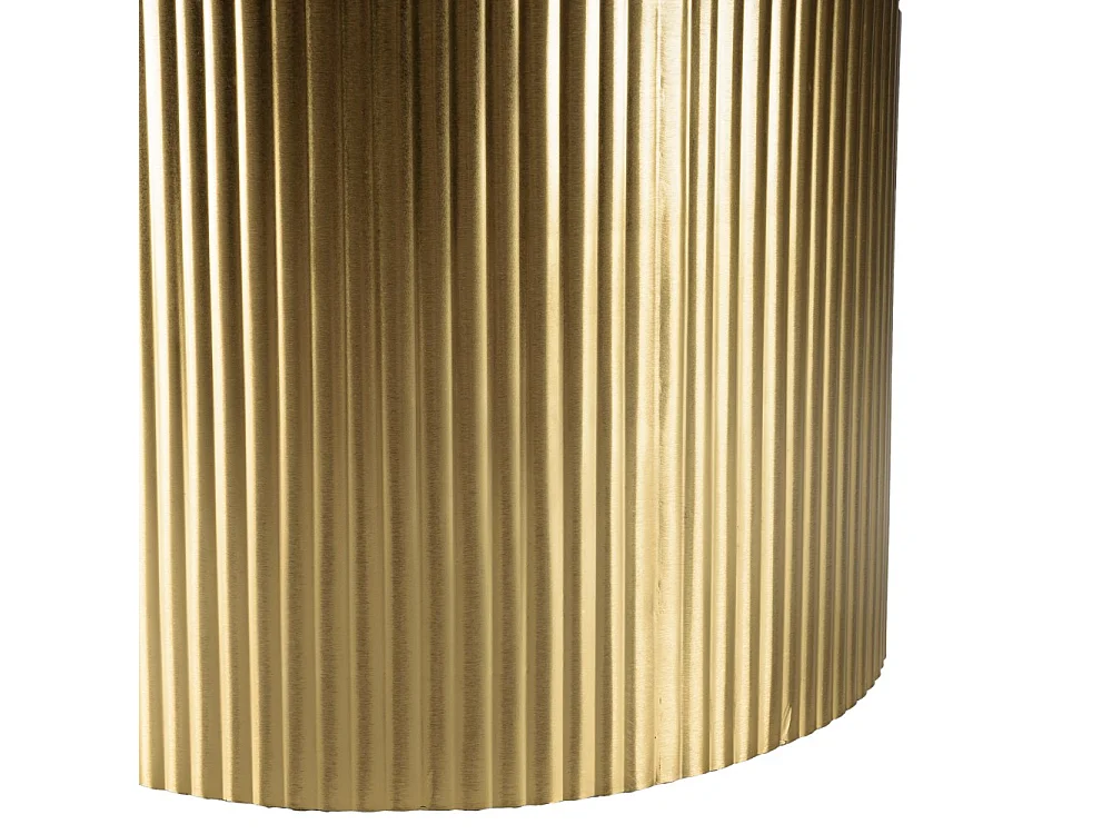 JAMES - Table basse ronde 110x110cm plateau métal noir pied strié doré