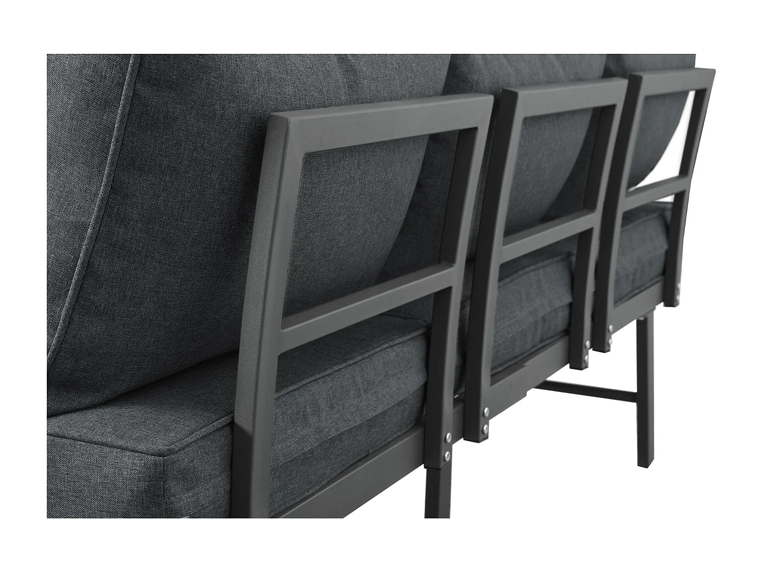 Salon de jardin en Aluminium - 6 places - 2 canapés et 1 table basse - Gris