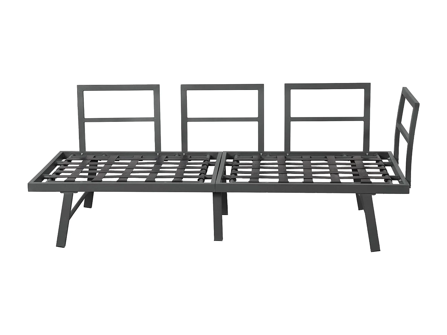 Salon de jardin en Aluminium - 6 places - 2 canapés et 1 table basse - Gris