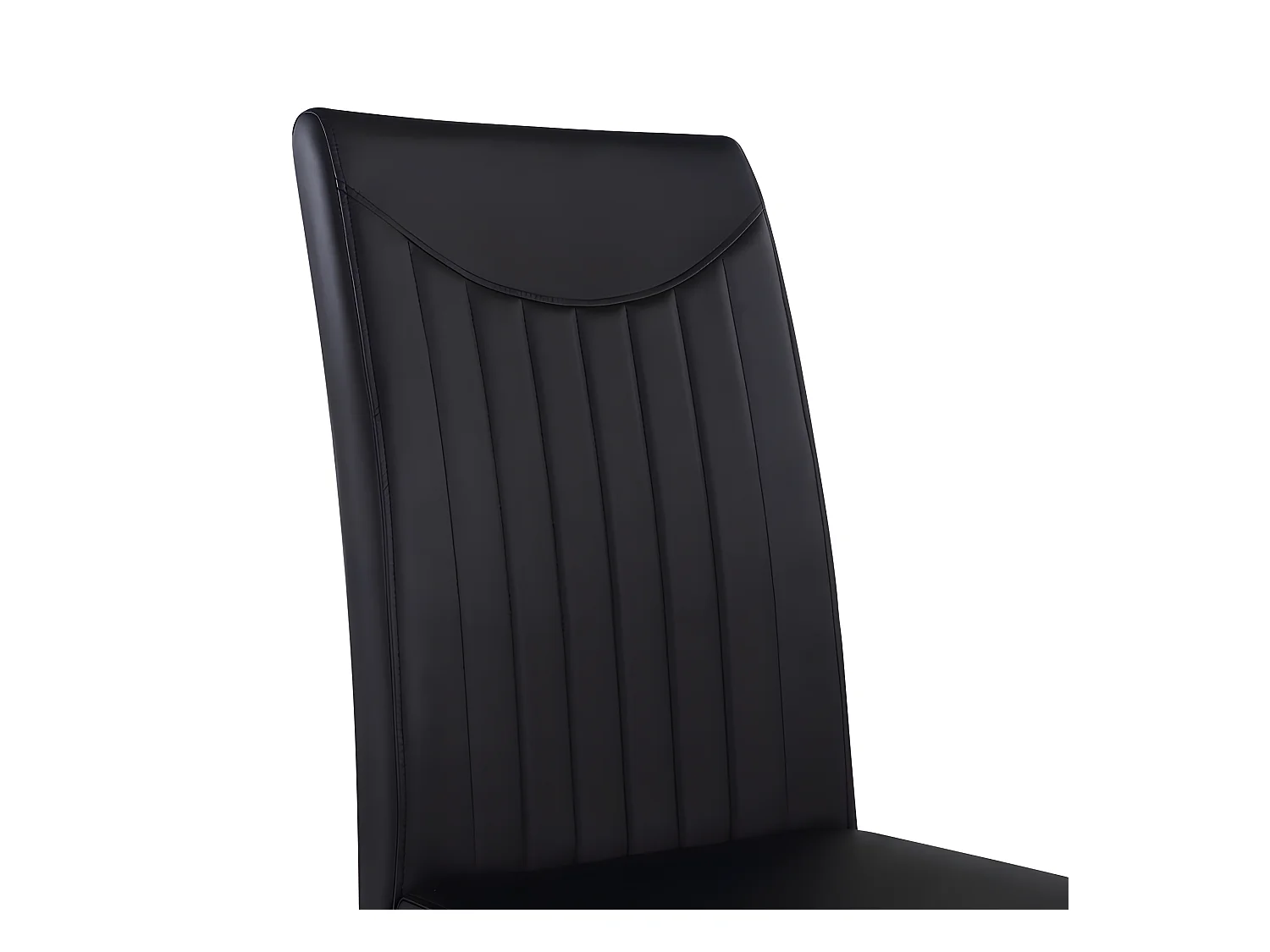 Lot de 4 Chaises cantilever - structure en métal chromé - rembourrées en similicuir - décoration rayée - Noir