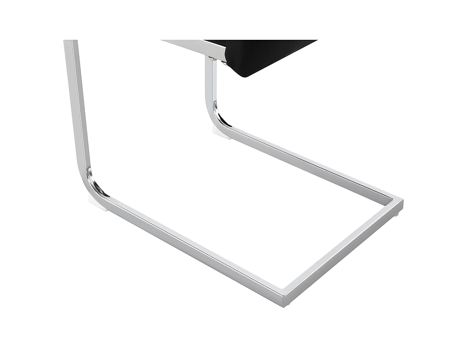 Lot de 4 Chaises cantilever - structure en métal chromé - rembourrées en similicuir - décoration rayée - Noir