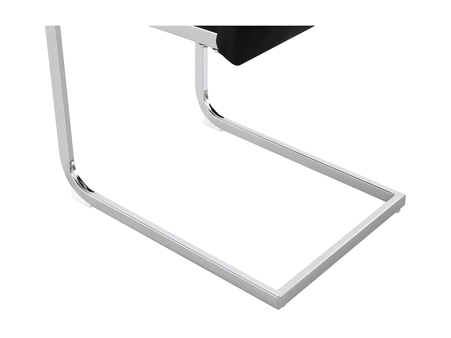 Lot de 4 Chaises cantilever - structure en métal chromé - rembourrées en similicuir - décoration rayée - Noir