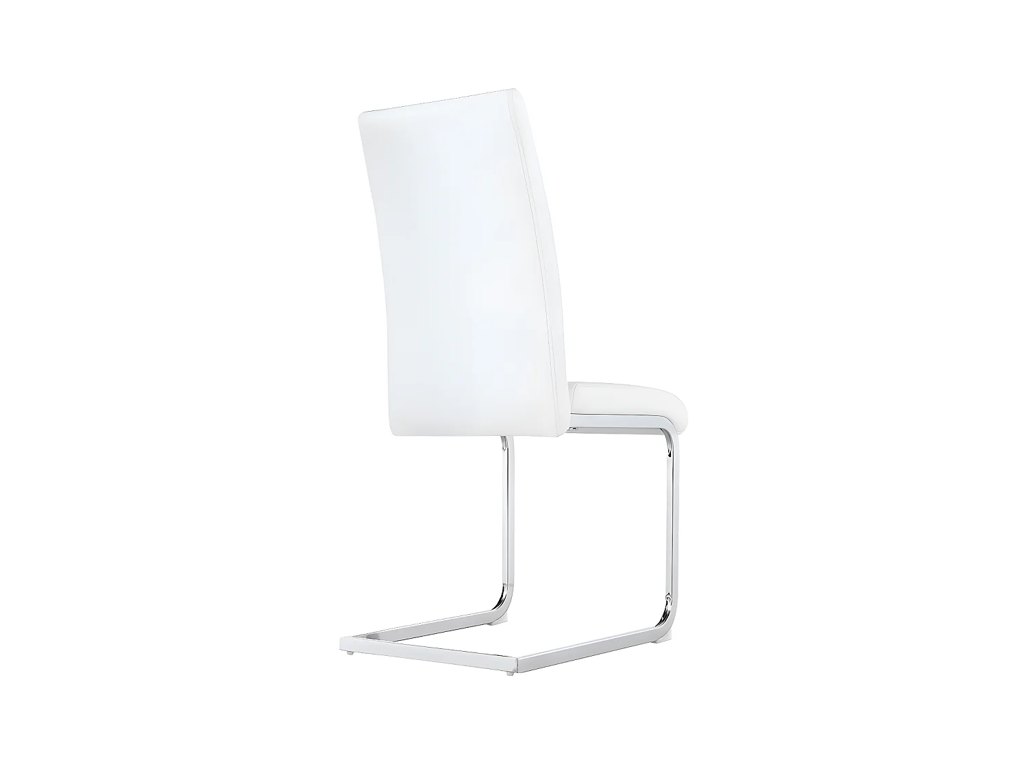 Set van 4 sledestoelen - chroom metalen structuur - bekleed met kunstleer - gestreepte decoratie - Wit