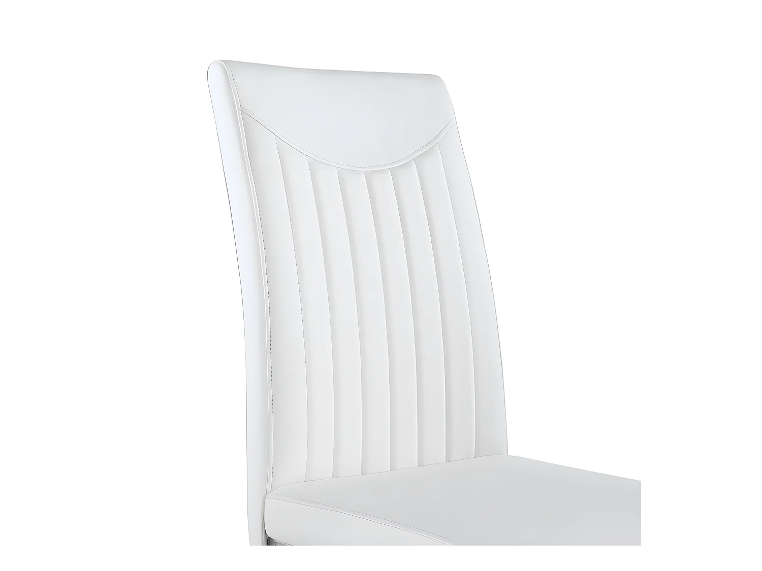 Set van 4 sledestoelen - chroom metalen structuur - bekleed met kunstleer - gestreepte decoratie - Wit