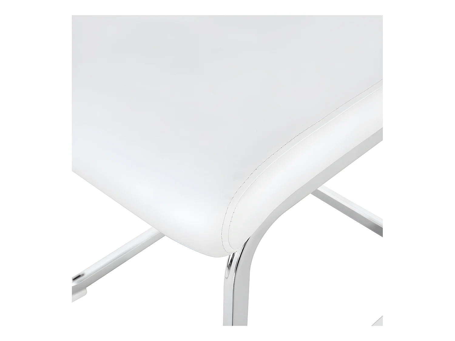 Set van 4 sledestoelen - chroom metalen structuur - bekleed met kunstleer - gestreepte decoratie - Wit