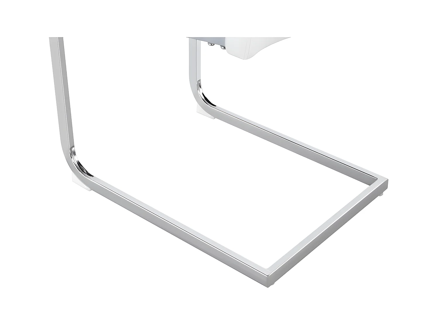 Set van 4 sledestoelen - chroom metalen structuur - bekleed met kunstleer - gestreepte decoratie - Wit