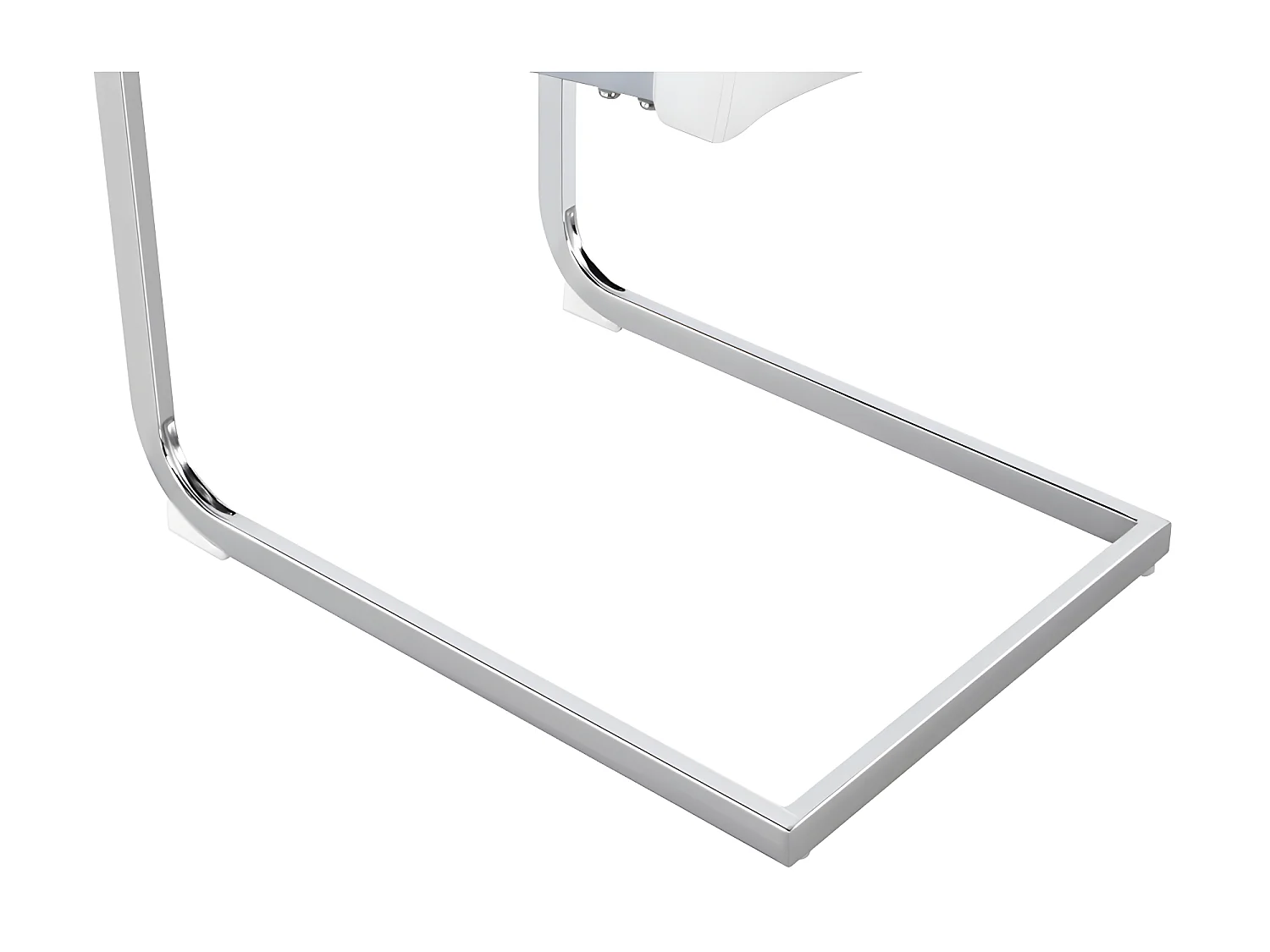 Lot de 4 Chaises cantilever - structure en métal chromé - rembourrées en similicuir - décoration rayée - Blanc