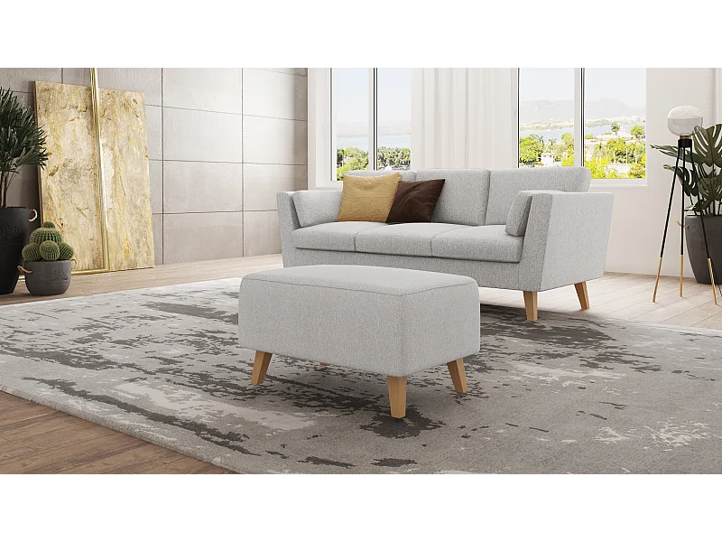 Fußhocker mit Holzbeinen im skandinavischen Stil Tristan