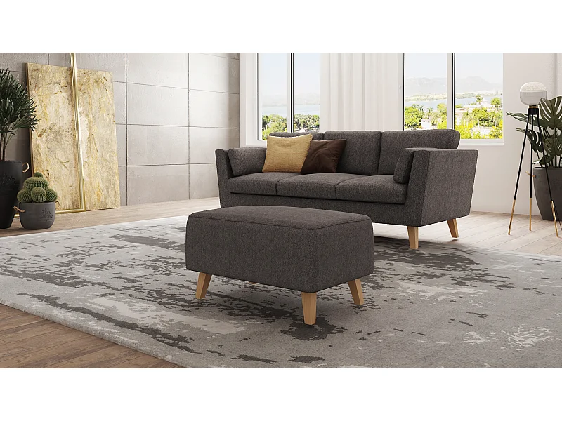 Fußhocker mit Holzbeinen im skandinavischen Stil Tristan