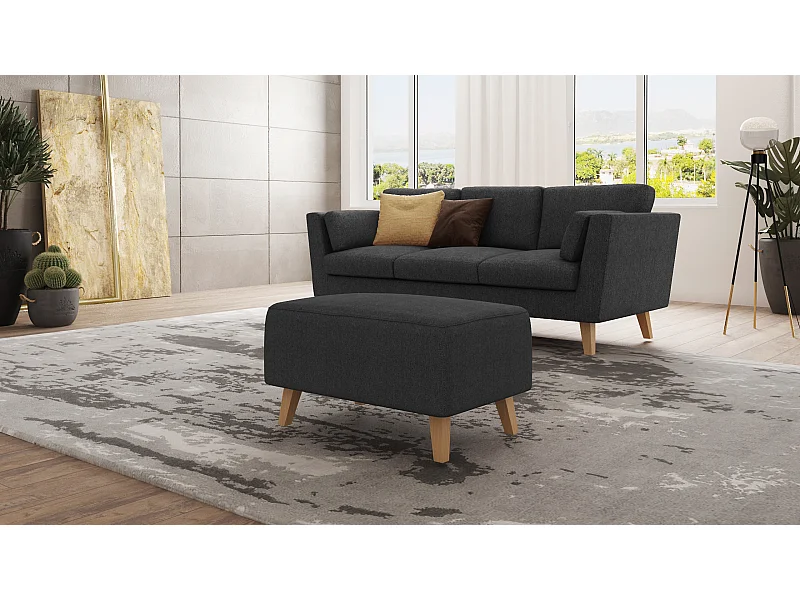 Fußhocker mit Holzbeinen im skandinavischen Stil Tristan