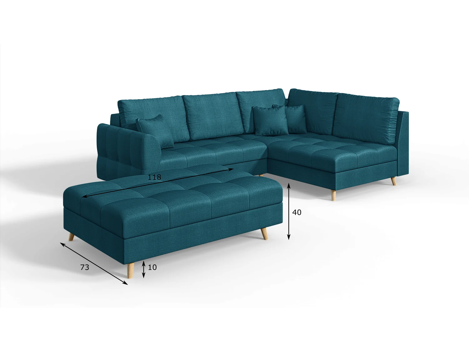 Skandinavisches Ecksofa Sophia mit Hocker