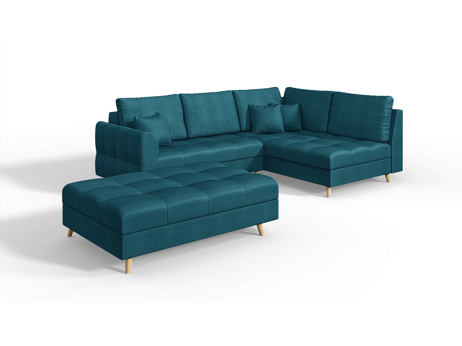 Skandinavisches Ecksofa Sophia mit Hocker