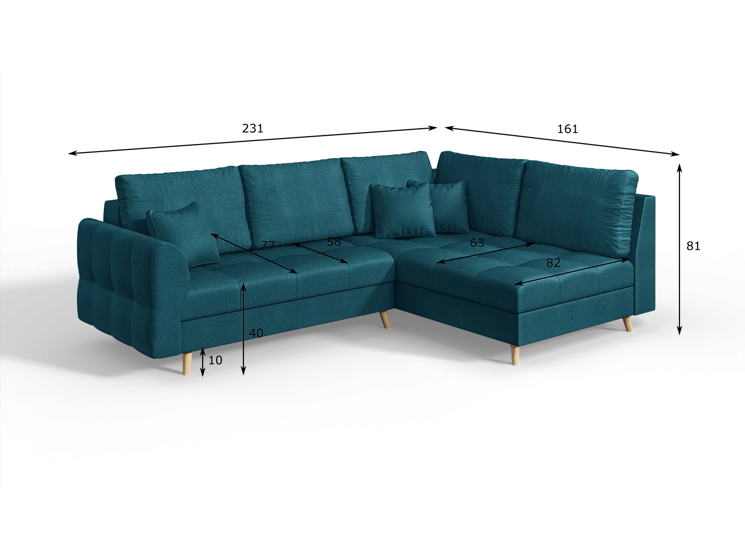 Skandinavisches Ecksofa Sophia mit Hocker