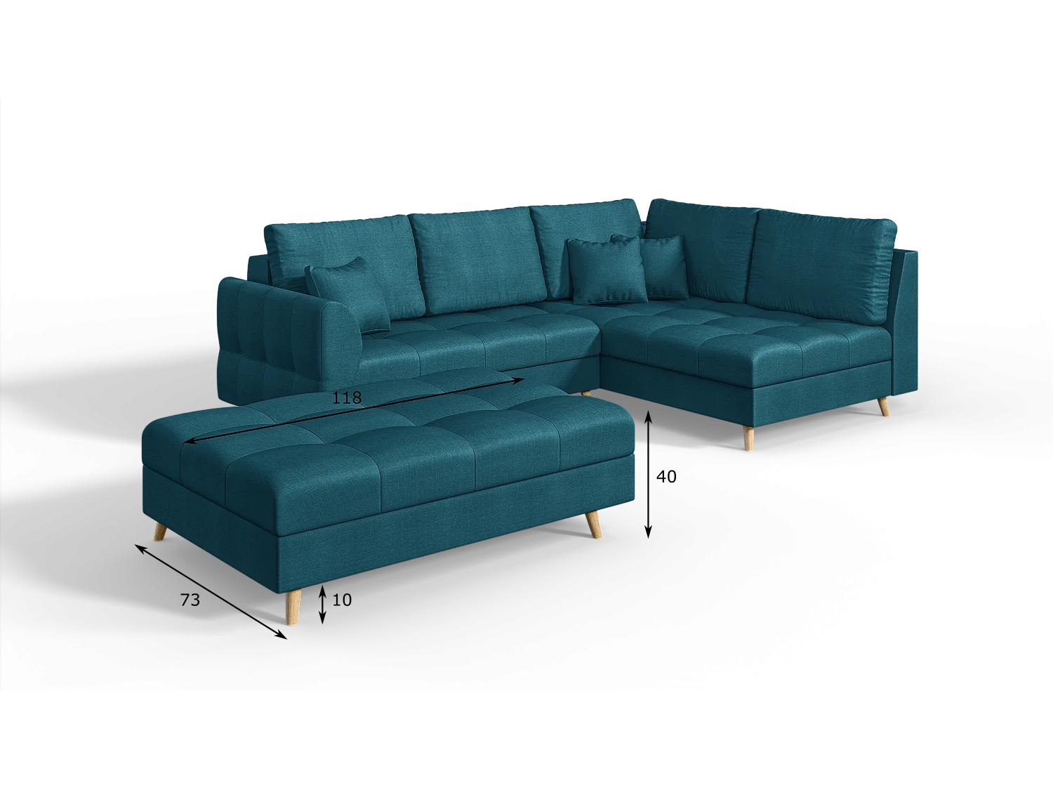 Skandinavisches Ecksofa Sophia mit Hocker