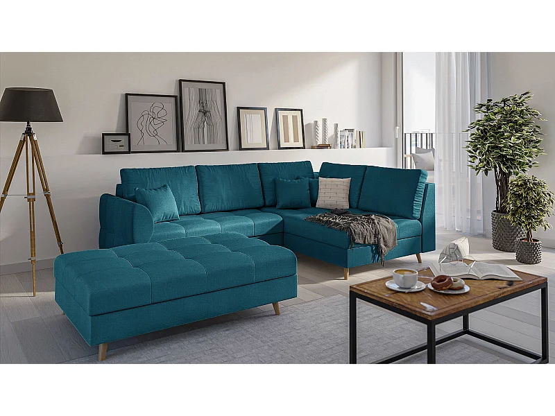 Skandinavisches Ecksofa Sophia mit Hocker