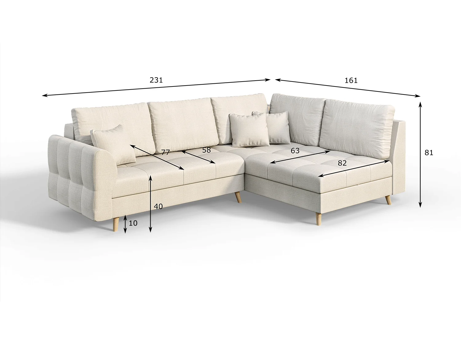 Skandinavisches Ecksofa Sophia mit Hocker
