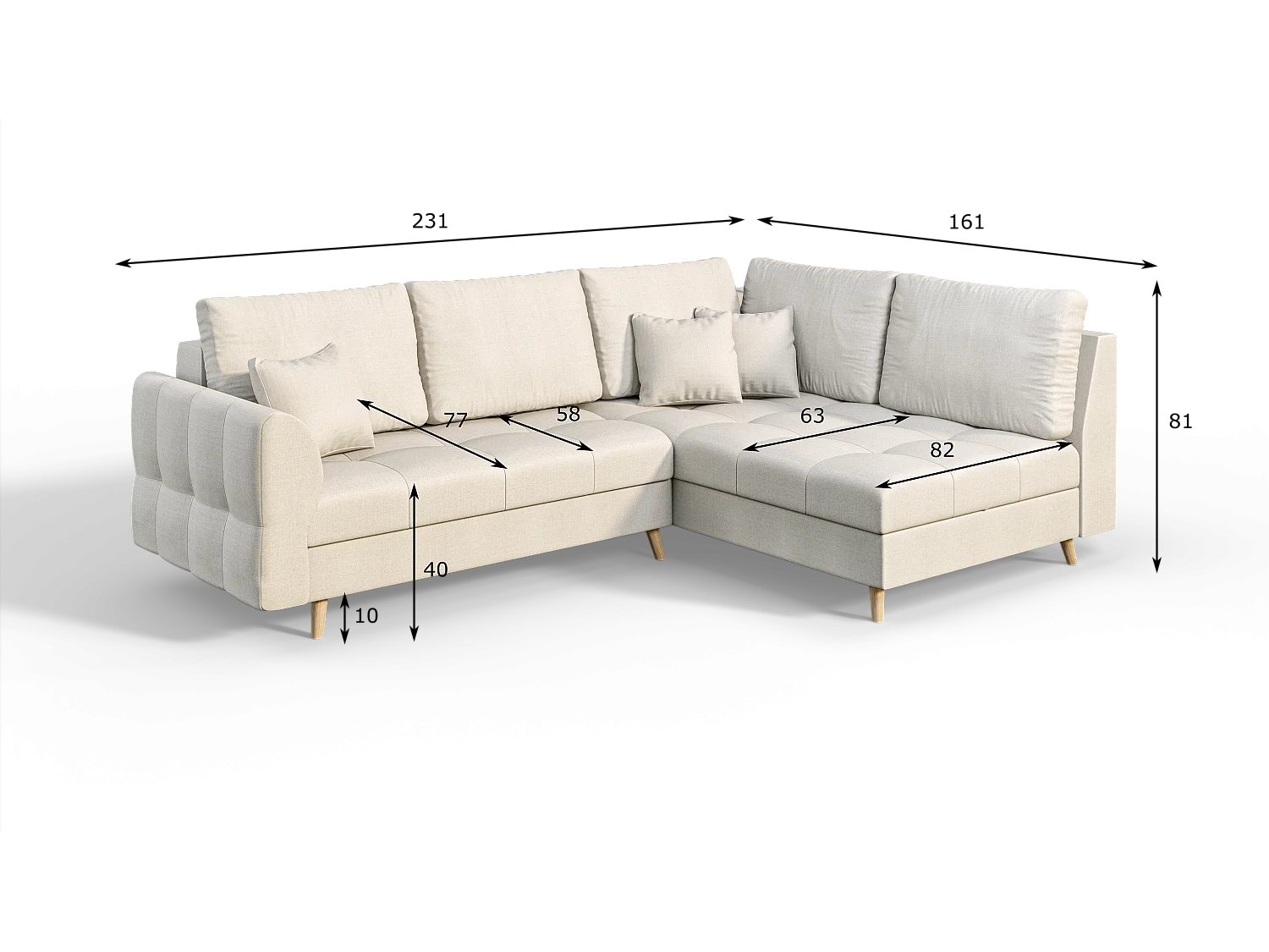 Skandinavisches Ecksofa Sophia mit Hocker
