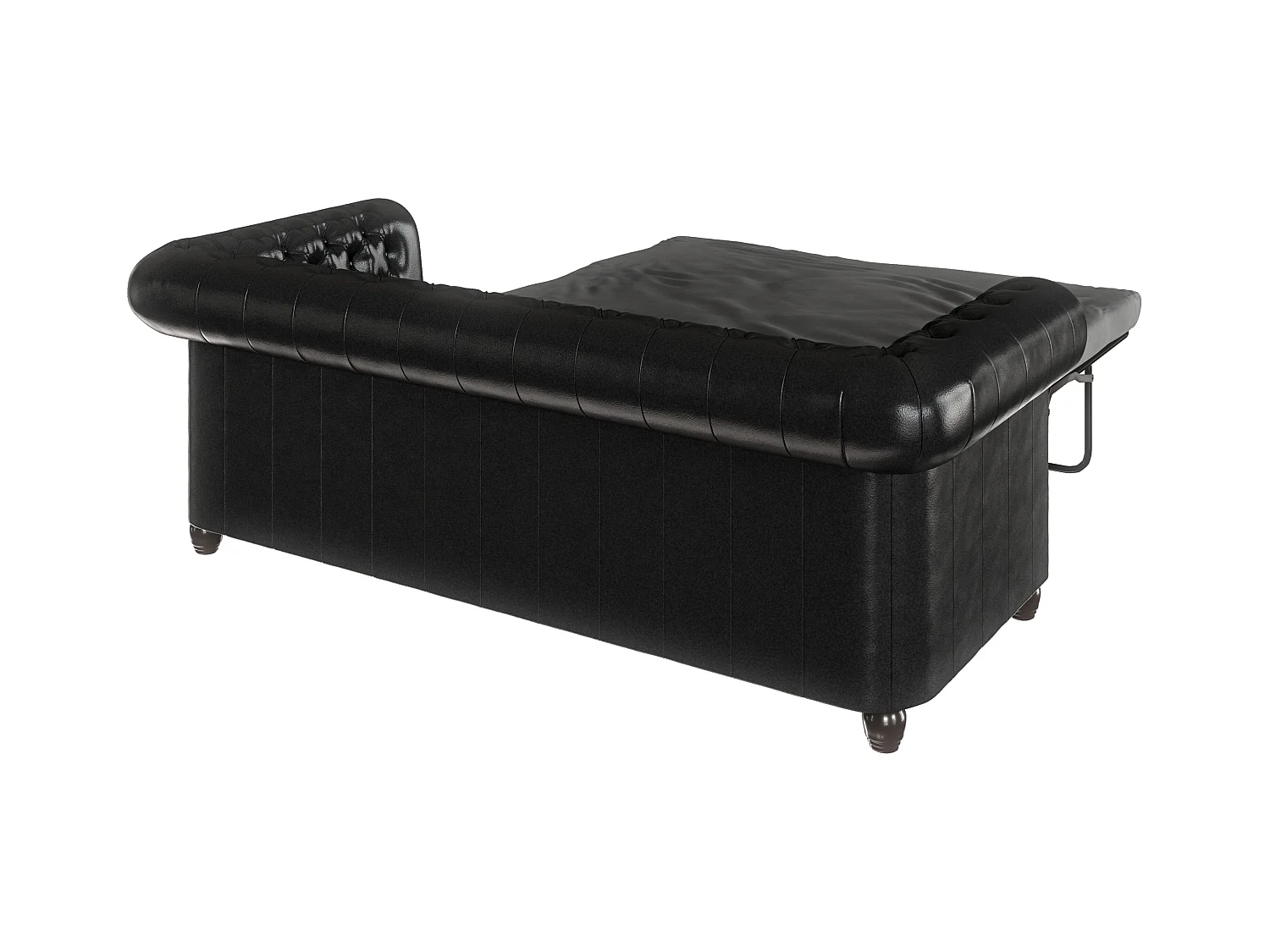 Chesterfield Sofa 3 sitzer mit Schlaffunktion aus veganem Leder mit Holzbeinen - Rex