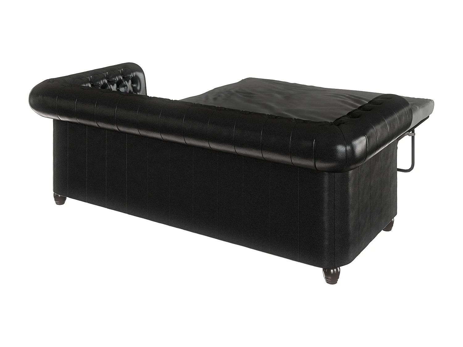 Chesterfield Sofa 3 sitzer mit Schlaffunktion aus veganem Leder mit Holzbeinen - Rex
