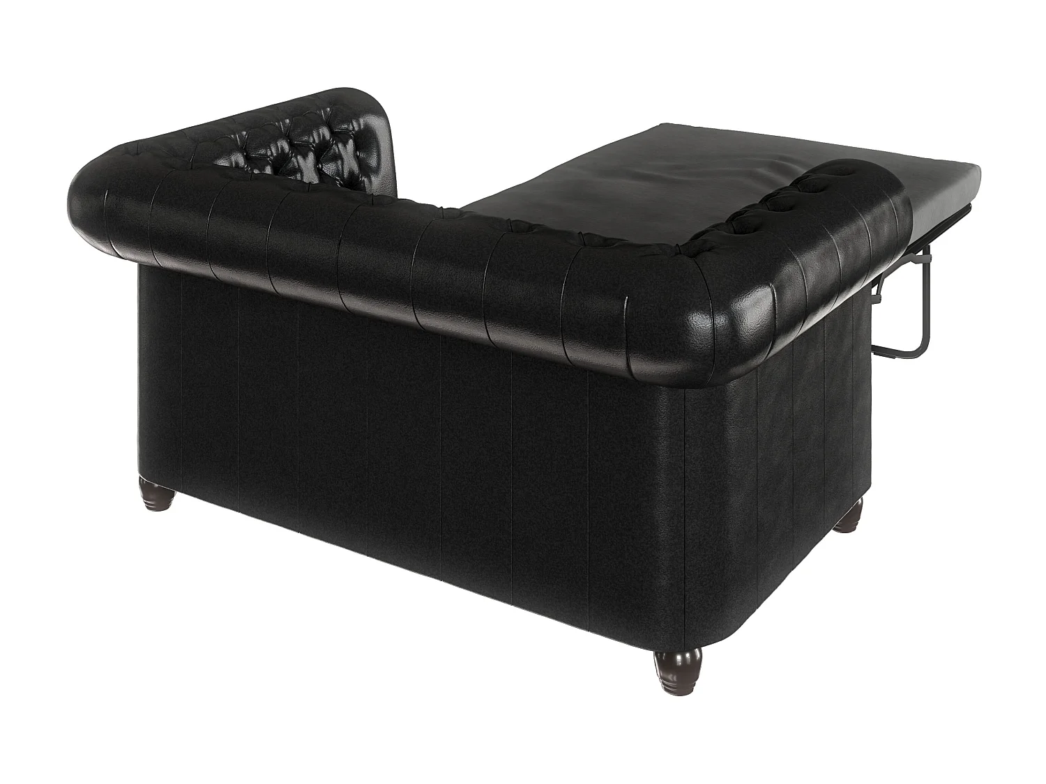 Chesterfield Sofa 2 sitzer mit Schlaffunktion aus veganem Leder mit Holzbeinen - Rex