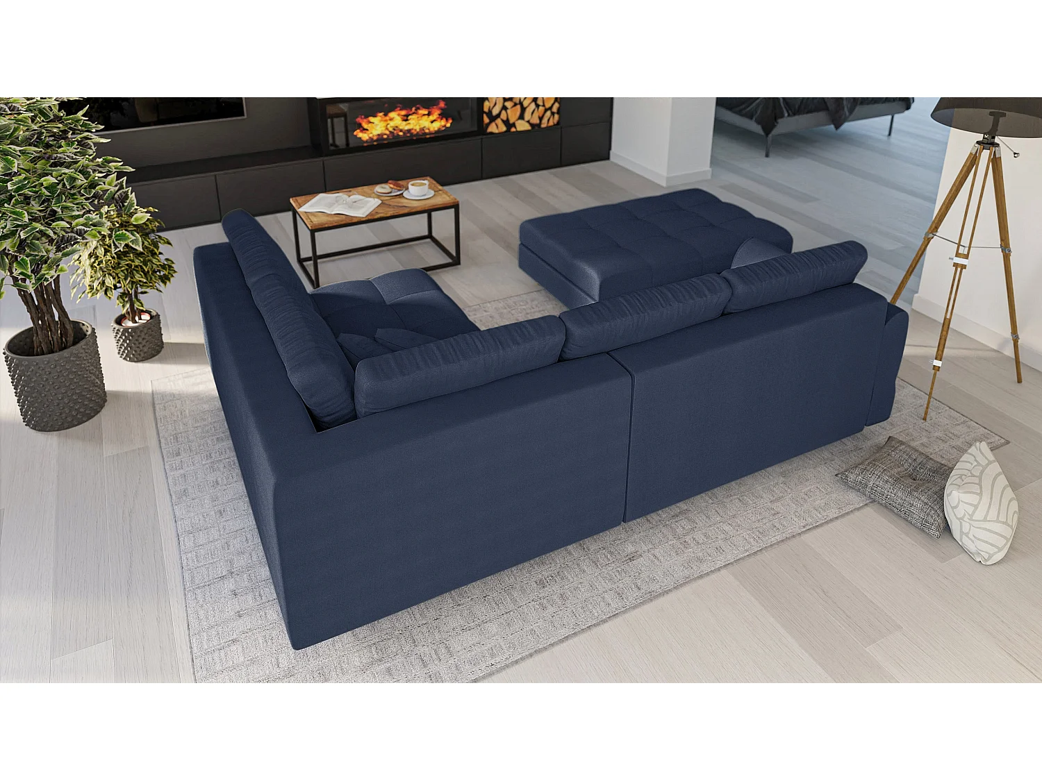 Skandinavisches Ecksofa Sophia mit Hocker