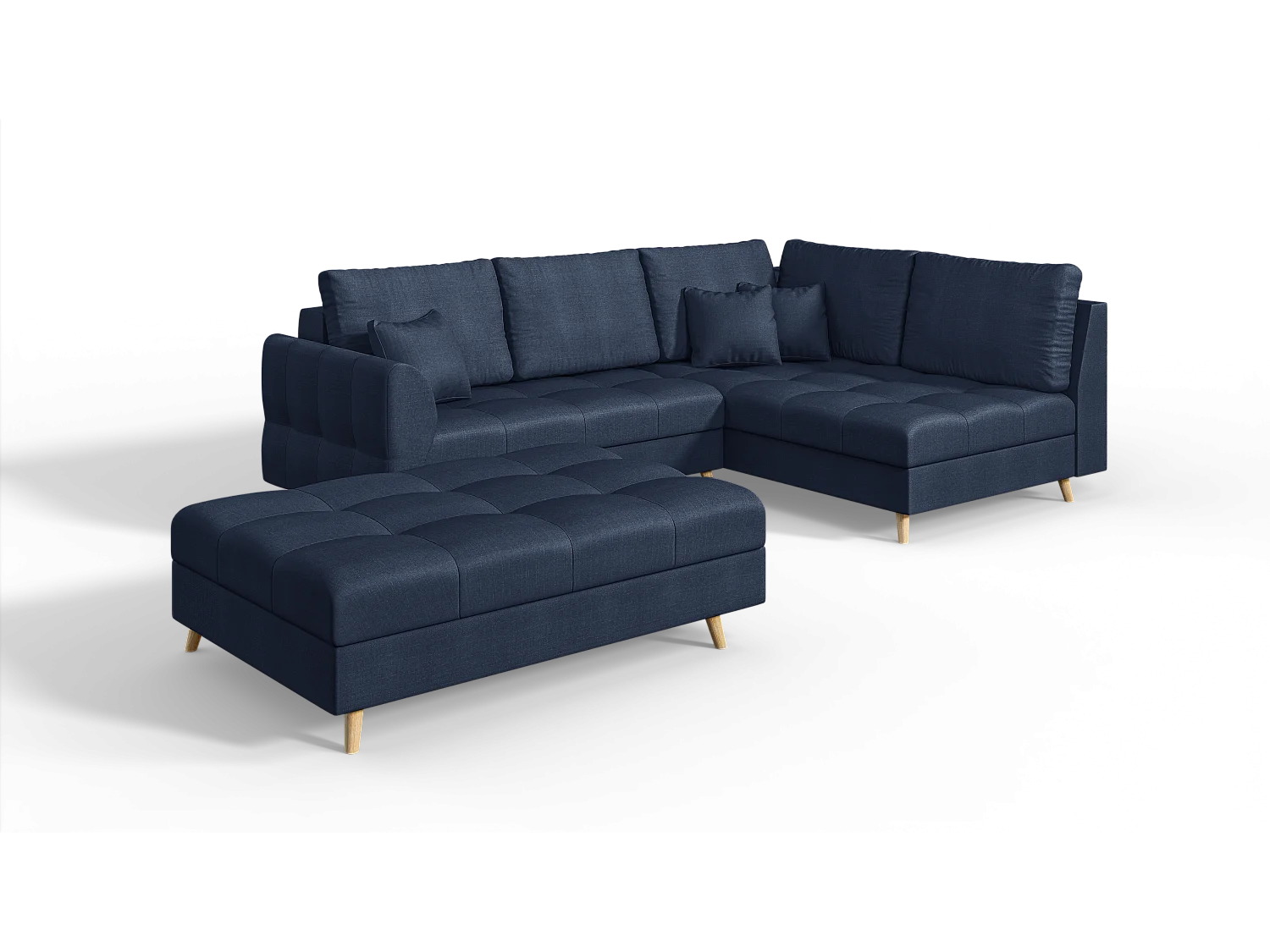 Skandinavisches Ecksofa Sophia mit Hocker