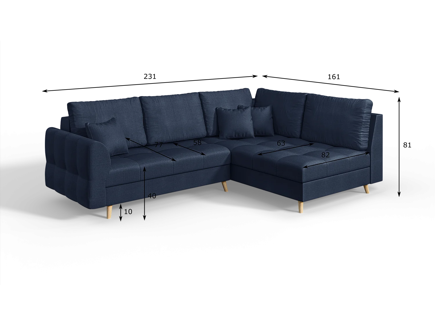 Skandinavisches Ecksofa Sophia mit Hocker