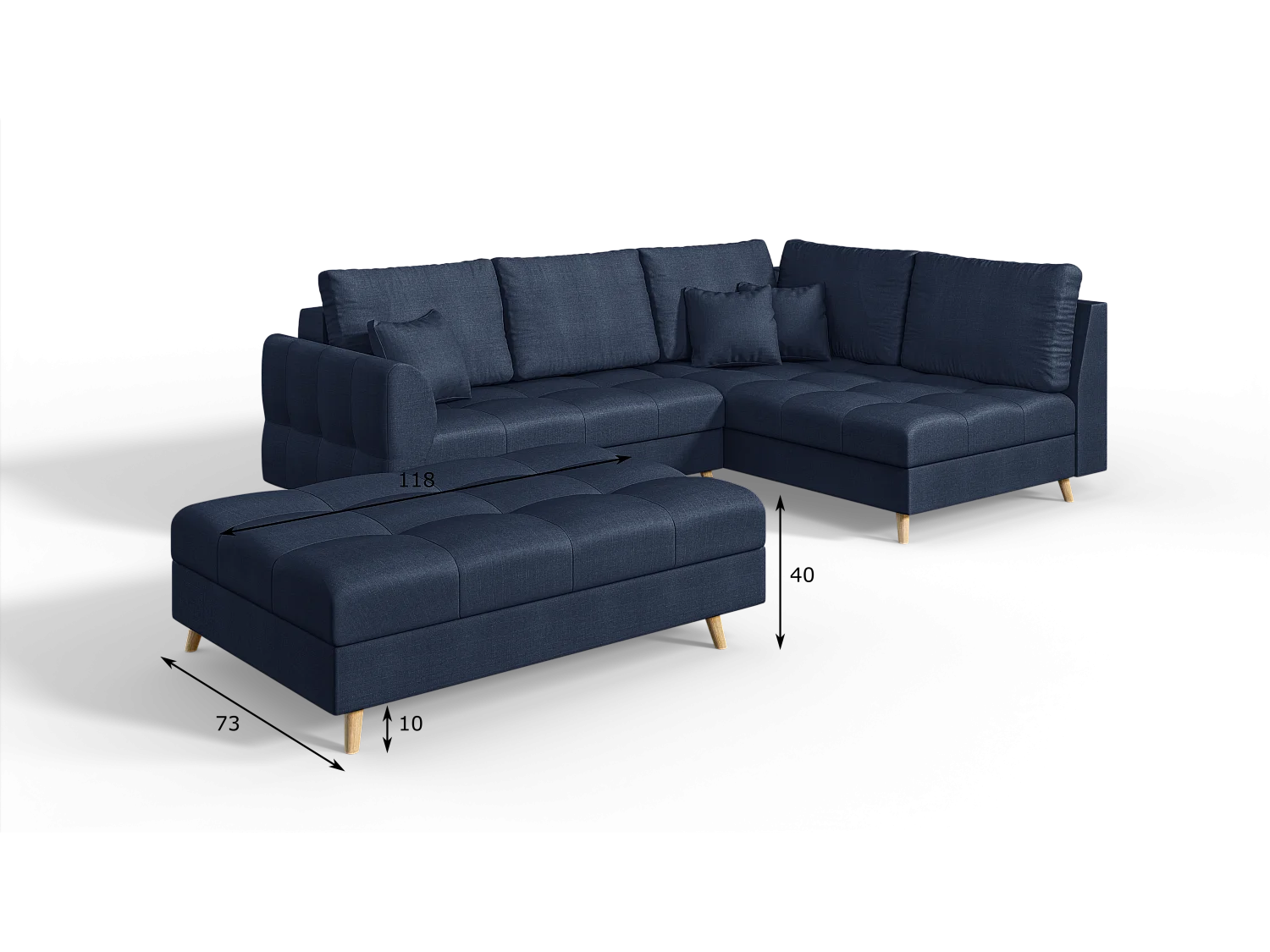 Skandinavisches Ecksofa Sophia mit Hocker