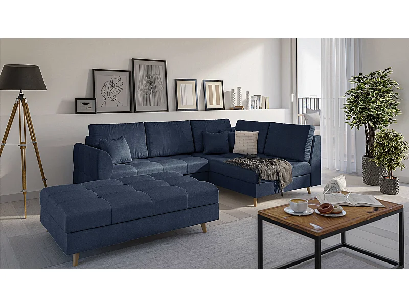 Skandinavisches Ecksofa Sophia mit Hocker