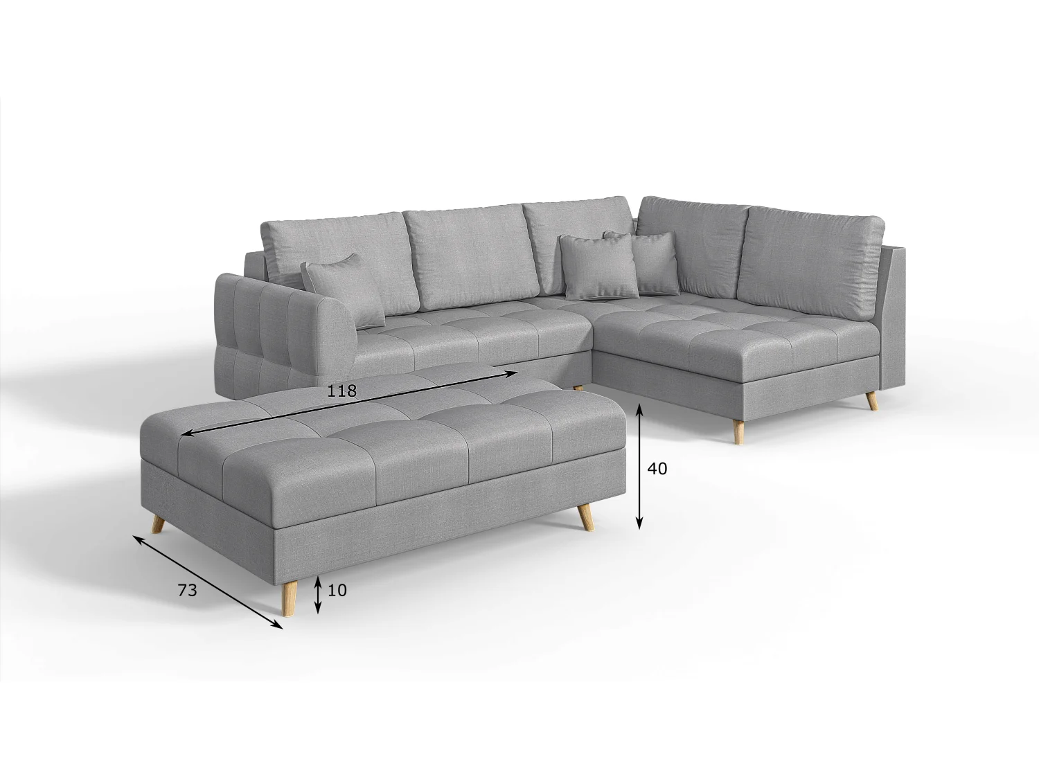 Skandinavisches Ecksofa Sophia mit Hocker