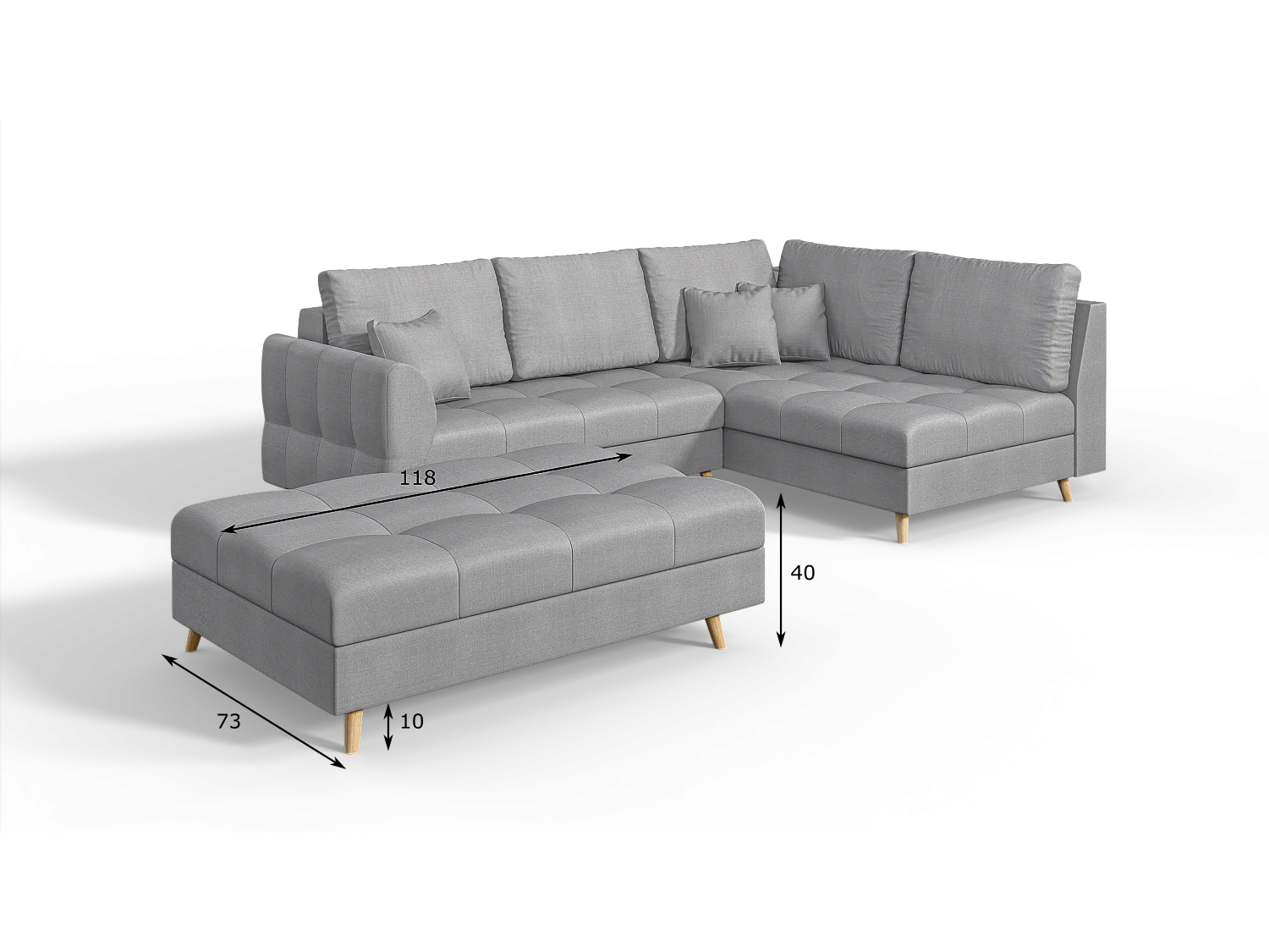 Skandinavisches Ecksofa Sophia mit Hocker
