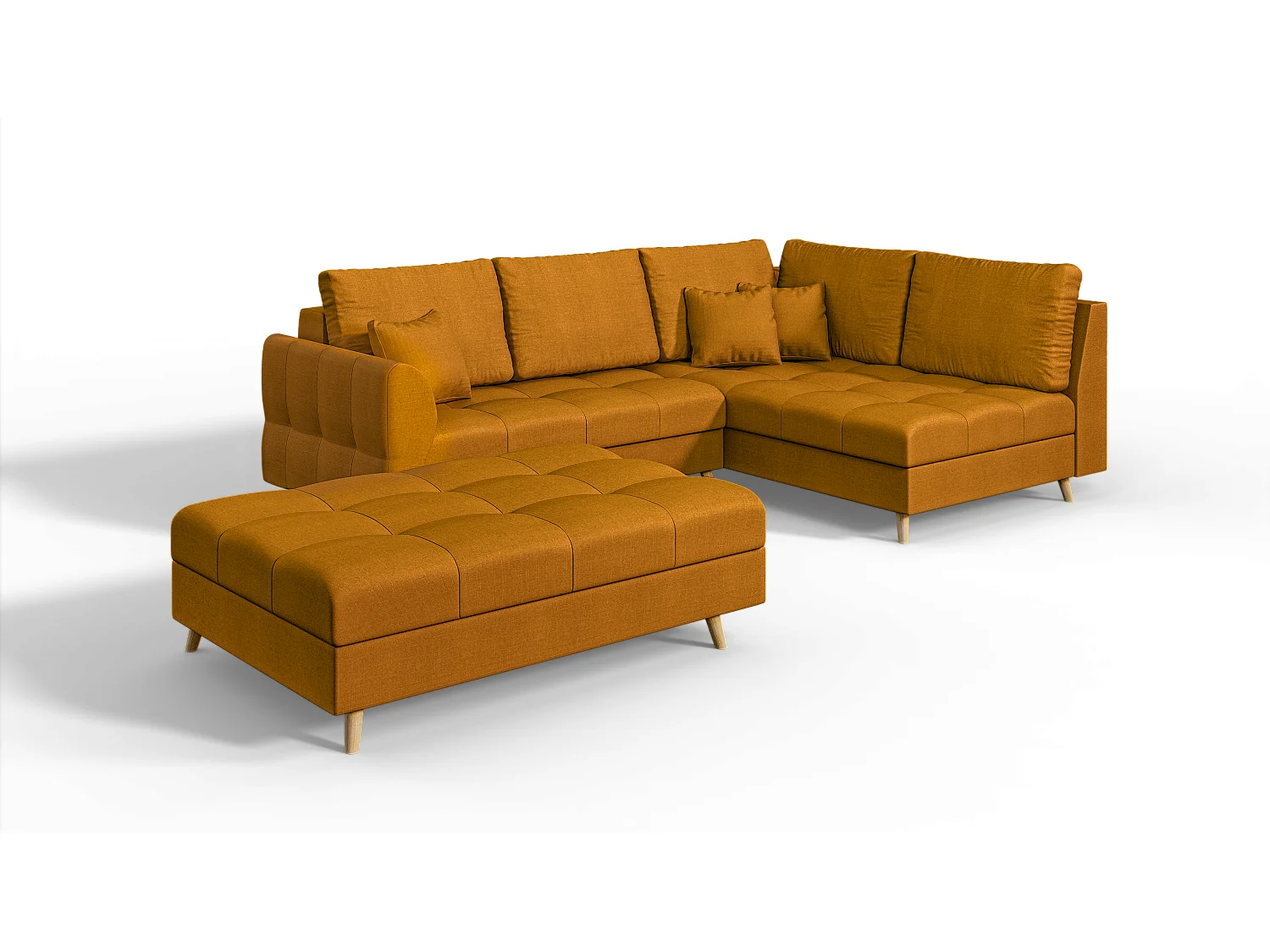 Skandinavisches Ecksofa Sophia mit Hocker