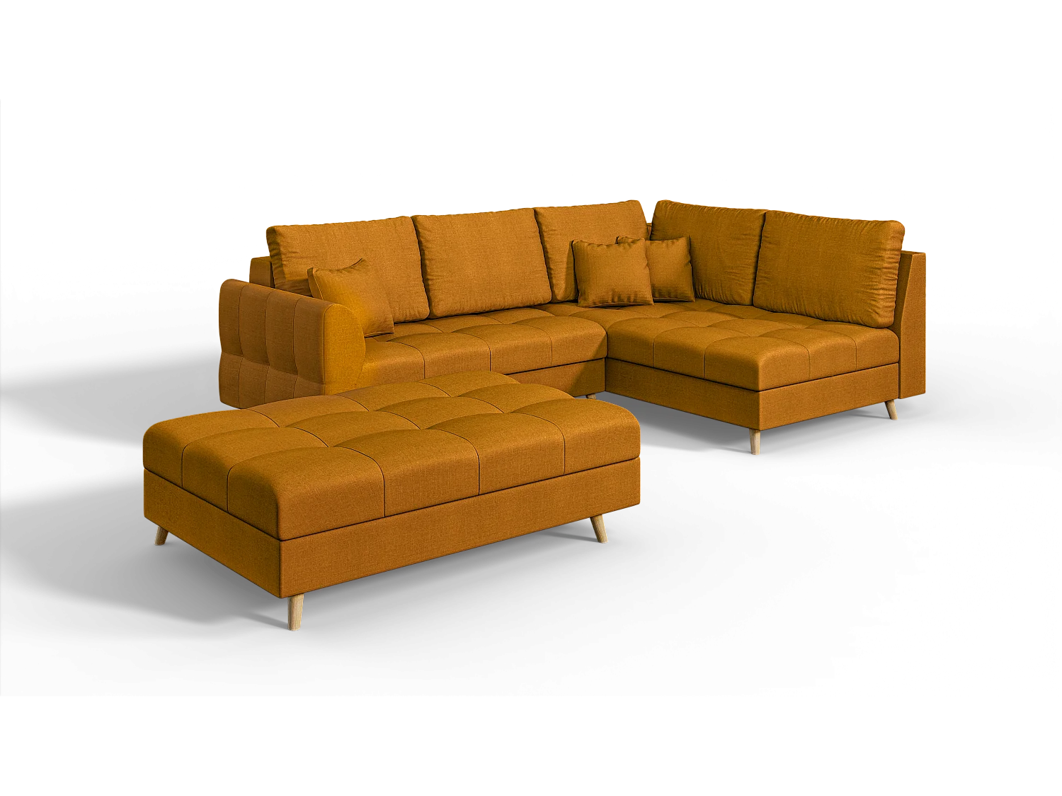 Skandinavisches Ecksofa Sophia mit Hocker