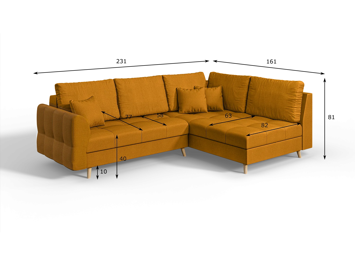 Skandinavisches Ecksofa Sophia mit Hocker