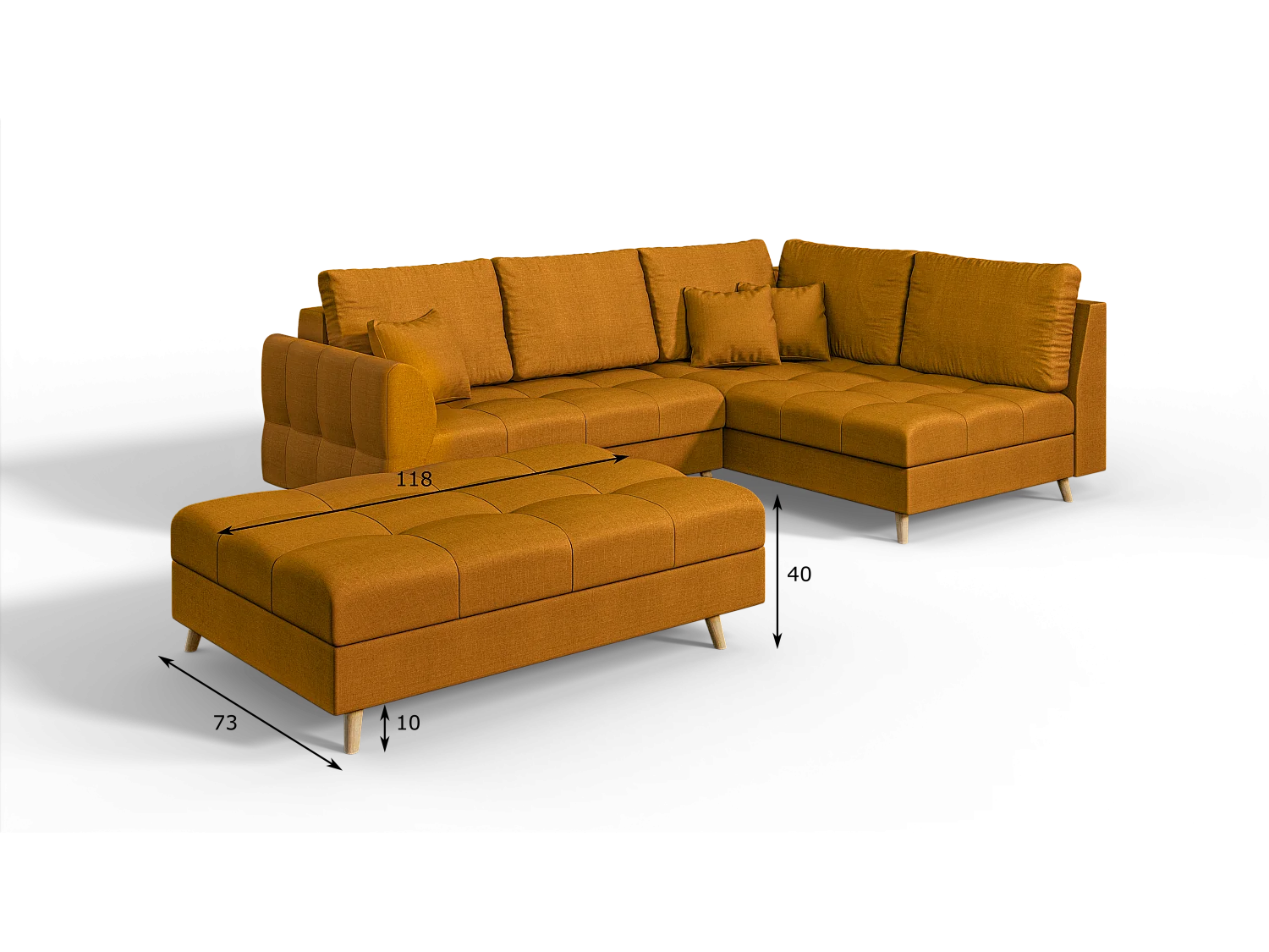 Skandinavisches Ecksofa Sophia mit Hocker