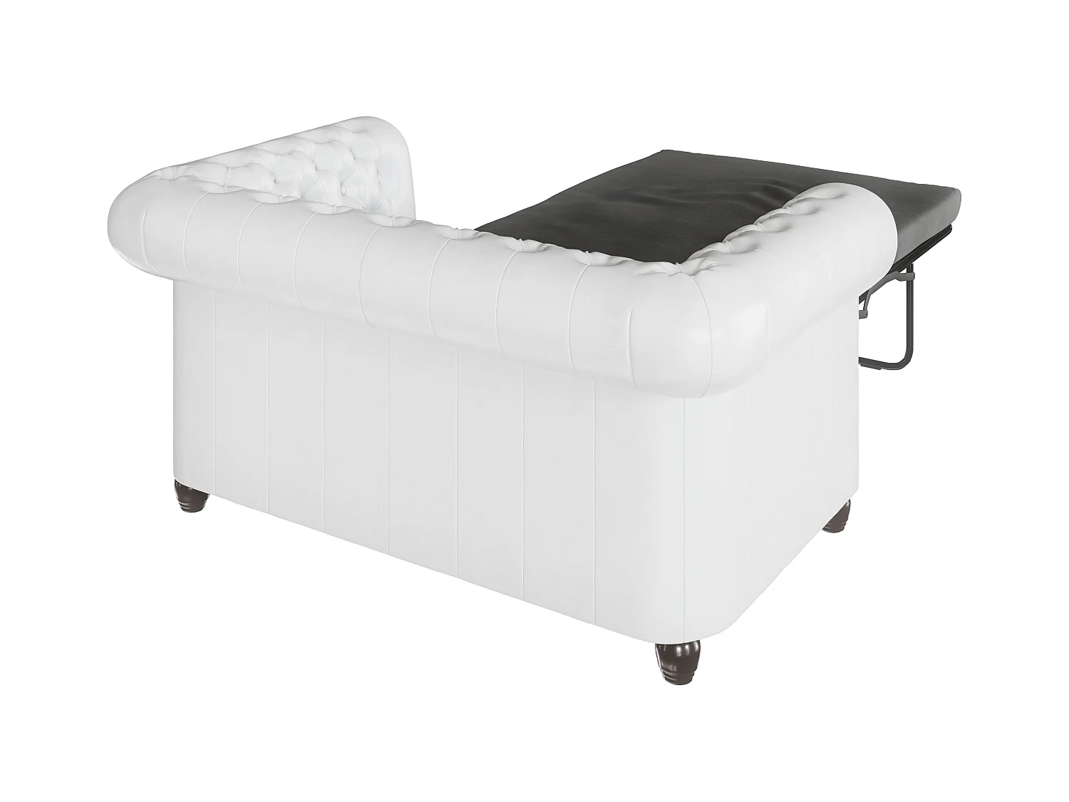 Chesterfield Sofa 2 sitzer mit Schlaffunktion aus veganem Leder mit Holzbeinen - Rex