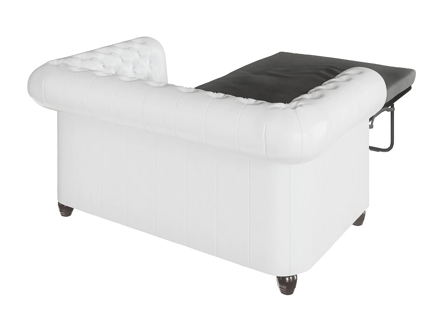 Chesterfield Sofa 2 sitzer mit Schlaffunktion aus veganem Leder mit Holzbeinen - Rex