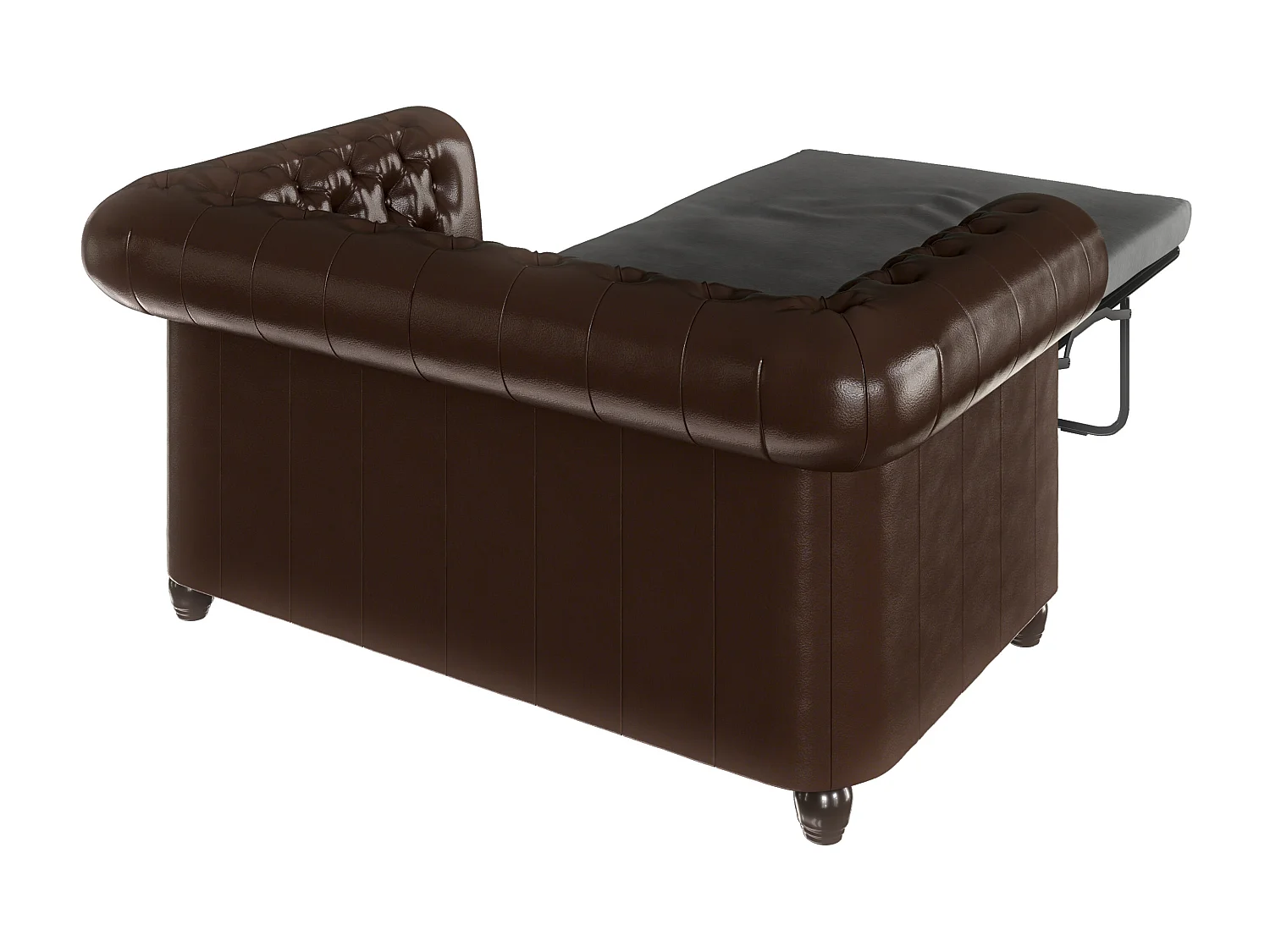 Chesterfield Sofa 2 sitzer mit Schlaffunktion aus veganem Leder mit Holzbeinen - Rex