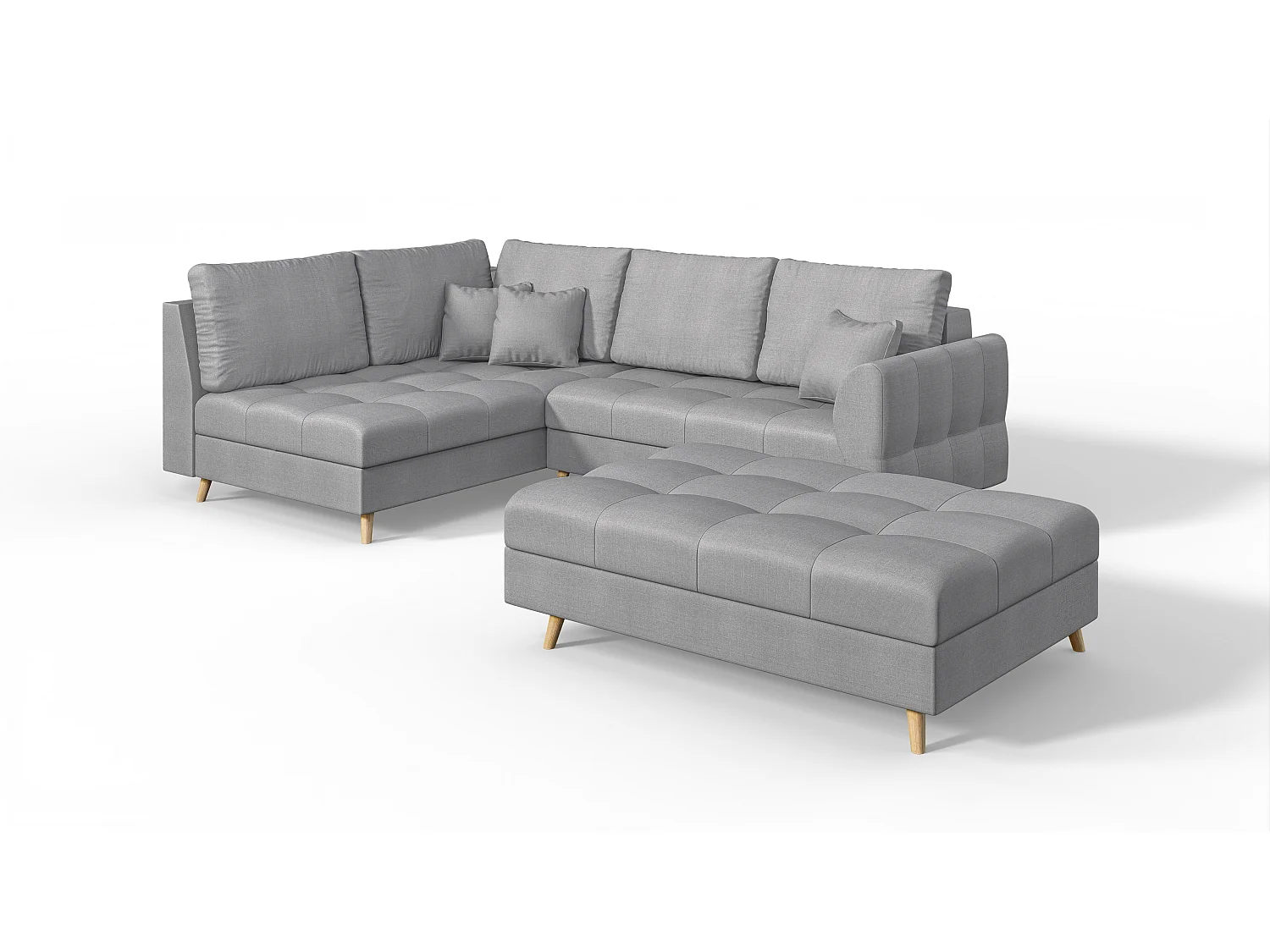 Skandinavisches Ecksofa Sophia mit Hocker